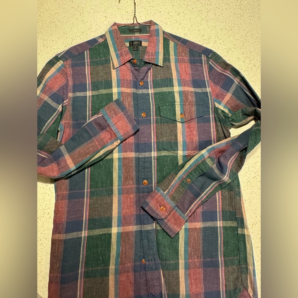 J.Crew Men’s Small Slim Fit Long Sleeve Plaid Shirt Fall Button-Down NWOT